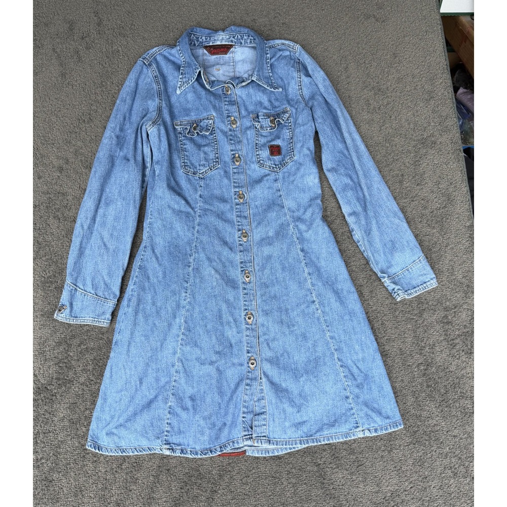 AGOLDE Adriano Goldschmied Denim Mini Dress Light Wash Button Front Small VTG